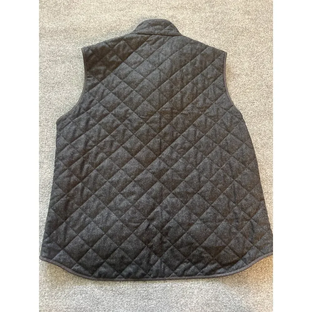 Waterville Made In Italy Mens Charcoal Gray Diamond Quilted Flannel Vest Size XL